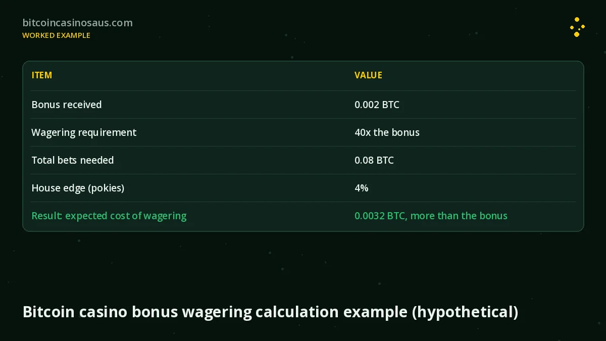 Bitcoin casino bonus wagering calculation example