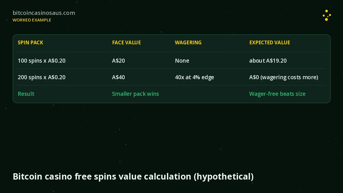 Bitcoin casino free spins value calculation