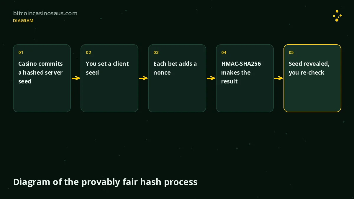 Diagram of the provably fair hash process